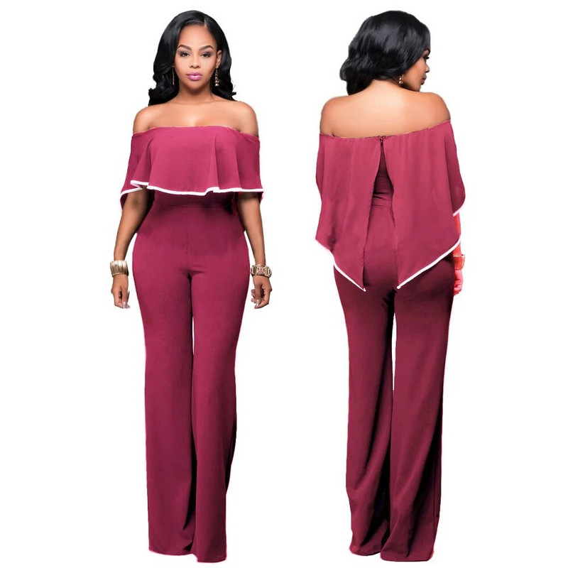 HOOYI Ljetni kombinezon s volanima, jednobojna odjeća, seksi bodi