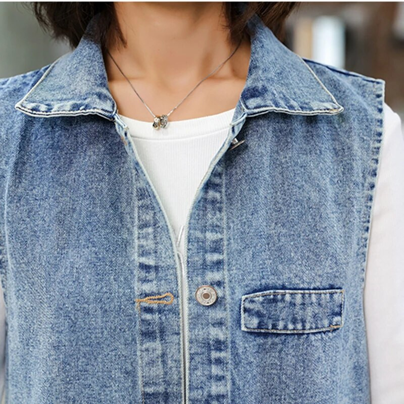 2023 m. pavasario vasaros džinsai, liemenė, ilga kardiganinė džinsinė striukė, blizgučiai be rankovių viršutiniai drabužiai, moteriški drabužiai, paltai, liemenė, kaubojiški viršutiniai drabužiai