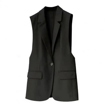 Κομψό Office Ladies Blazer Anti-pilling Φθινοπωρινό Office Lady Slim κοστούμι μπουφάν αμάνικο μινιμαλιστικό φανελάκι για ραντεβού
