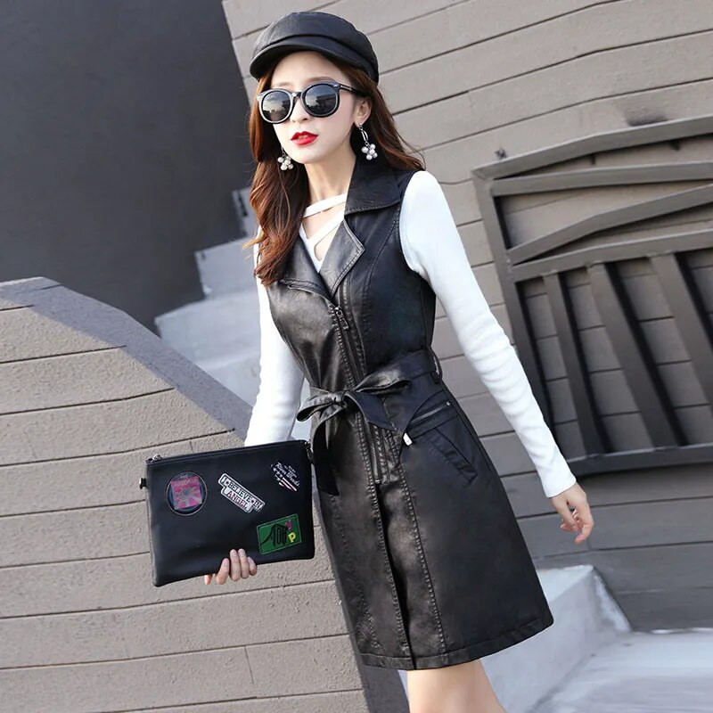 Veste din piele PU de modă 2023 Veste noi de femei Slim Fit Casual Vest din piele pentru femei Vestă fără mâneci pentru femei Vestă din piele artificială