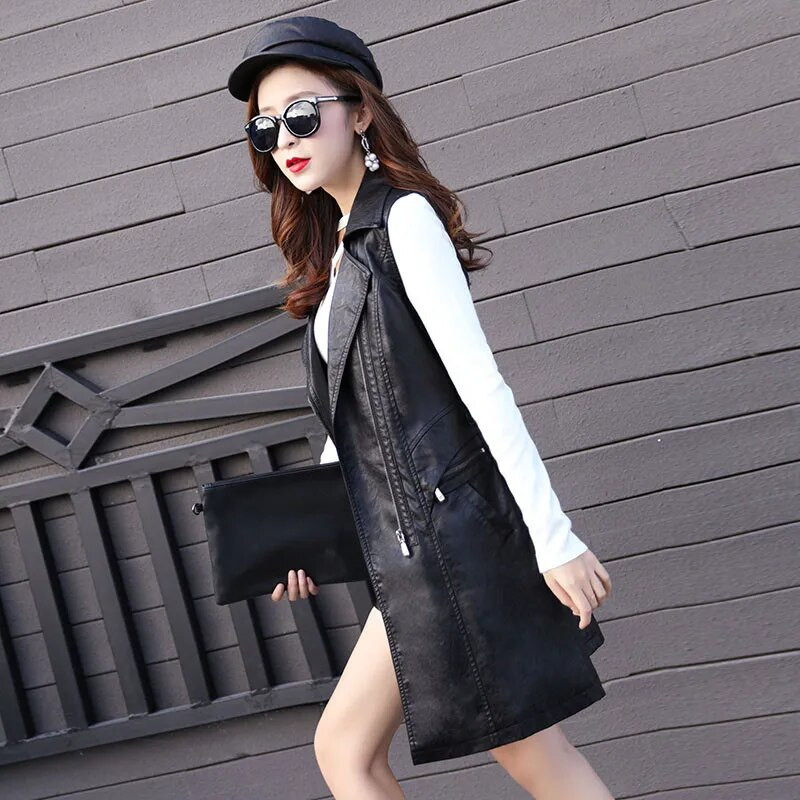 Veste din piele PU de modă 2023 Veste noi de femei Slim Fit Casual Vest din piele pentru femei Vestă fără mâneci pentru femei Vestă din piele artificială