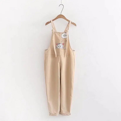 Κορίτσι σε στυλ Japan, Χαριτωμένα κινούμενα σχέδια για γάτα που εκτυπώνει κεντημένες ροζ φόρμες Λευκές μαύρες φόρμες χακί Γυναικείες καλοκαιρινές φόρμες Kwaii