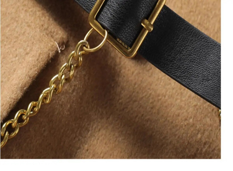 2023 m. rudens/žiemos nauja vilnonė moteriška liemenė vidutinio ilgio V formos iškirptė be rankovių Kam pečių liemenės diržas vilnonis arklio striukės paltas