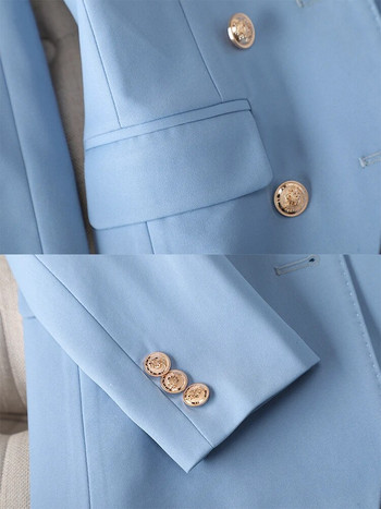 Бизнес работно облекло Блейзър яке и панталон Дамски официални комплекти от 2 части Висококачествен офис дамски панталон Костюм Едноцветен Дамски