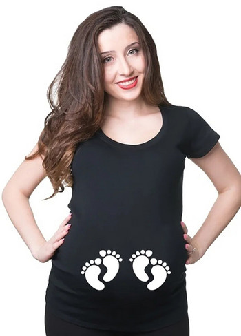 Αστείο λευκό μαύρο μπλουζάκι εγκυμοσύνης 2024 Χαριτωμένο άνετο μπλουζάκι εγκυμοσύνης Twins Μπλουζάκι εγκυμοσύνης Καλοκαιρινό κοντομάνικο μπλουζάκι