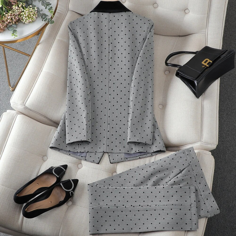 Korea pidulik bleiser naistele, äriülikonnad, sügis- ja talveriided, jakid ja püksid, kvaliteetne 2-osaline kontorivorm