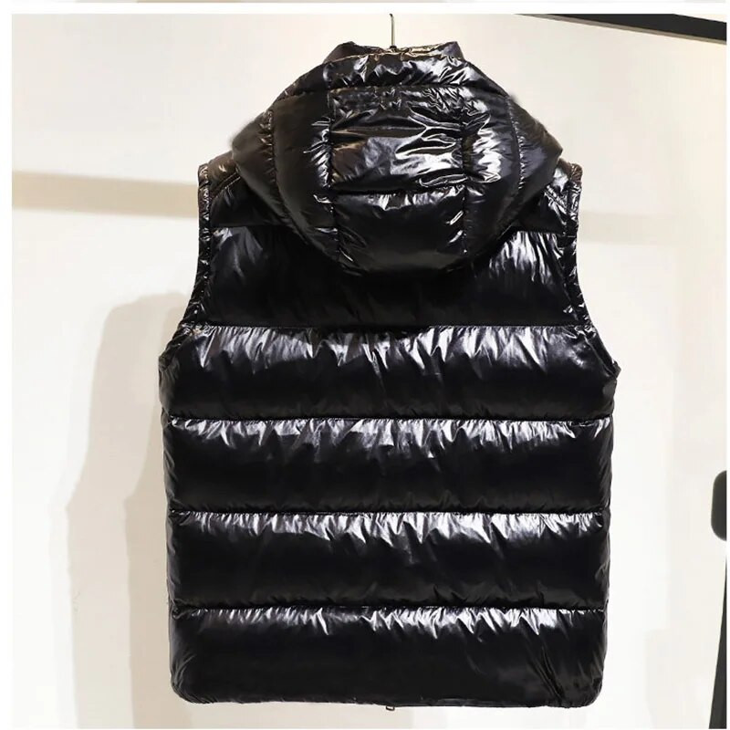 Europos Amerika madinga sidabrinė moteriška liemenė rudens žieminė striukė su gobtuvu be rankovių šilta žieminė vandeniui atspari liemenė 2023 m. Nauja