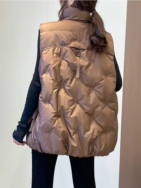 Moteriškos palaidos medvilninės liemenės rudens žiemos moteriškos užtrauktuku didelės kišeninės liemenės Moteriškos tvirtos rankovių liemenės