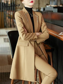 Yitimuceng duga odijela za žene 2023. Modni uredski damski odijela s jednim dugmetom na spušteni ovratnik, jesenski sako s visokim strukom