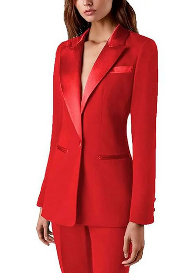 Дамски офис елегантен пролетен костюм от 2 части Slim FitVelvet Rever Chic връхни дрехи с дълъг ръкав Ежедневно облекло Екипировка за абитуриентско парти Блейзери