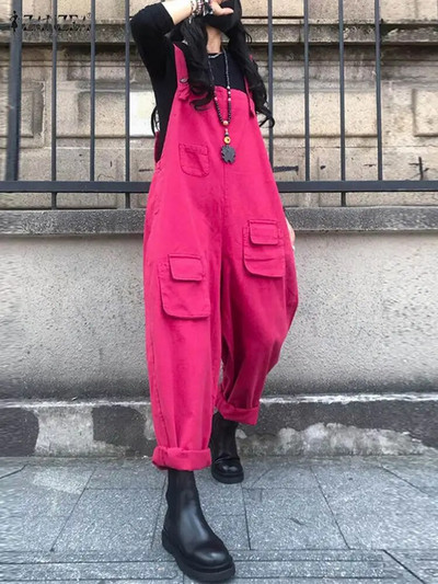 ZANZEA Fashion Γυναικείες Ολόσωμες φόρμες ανοιξιάτικες μασίφ φόρμες Κομψές φαρδιά φαρδιά ποδαράκια Casual ζαρτιέρες Oversize Streetwear