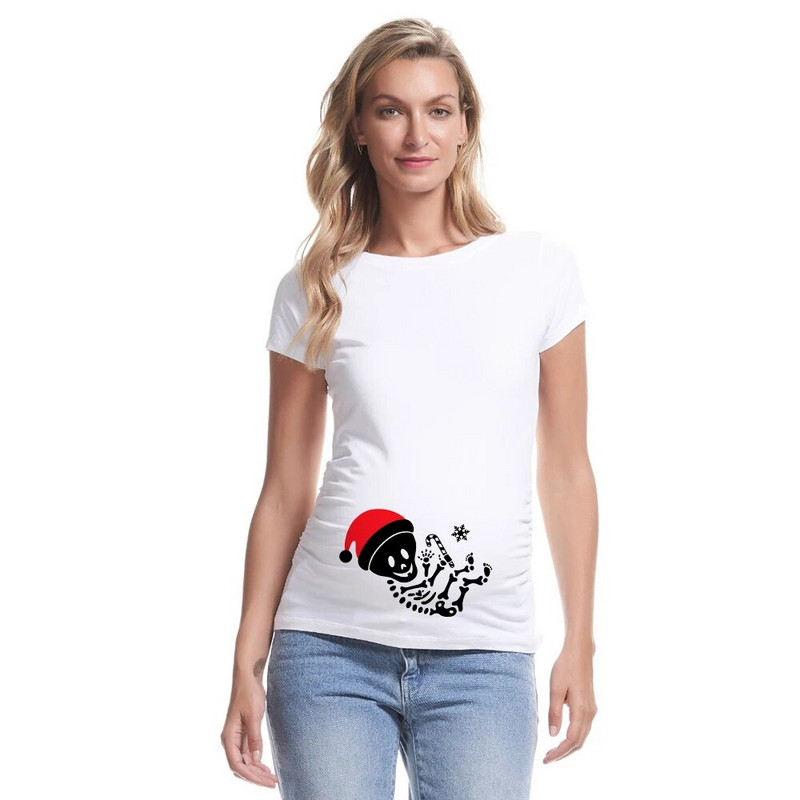 Pirmosios Kūdikio Kalėdos viduje Nėštumo marškinėliai Moteriška Nėščiųjų palaidinė Kalėdinė animacija Nėščiųjų marškinėliai Nėštumo drabužiai