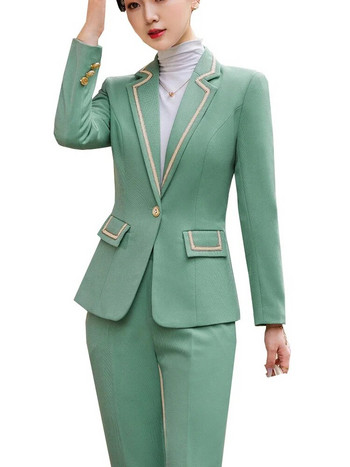 Μόδα γυναικείο κοστούμι παντελόνι παντελόνι βερίκοκο μαύρο πράσινο χακί Γυναικείο επαγγελματικό σακάκι και παντελόνι επίσημο σετ 2 τεμαχίων