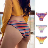 Női pamut bugyi Színes csíkos női bugyi Kényelmes légáteresztő szexi alsónadrág Elegáns bikini bugyi