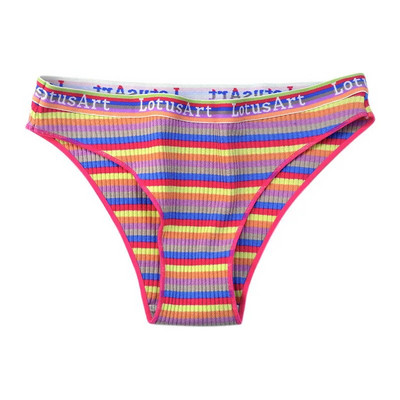 Női pamut bugyi Színes csíkos női bugyi Kényelmes légáteresztő szexi alsónadrág Elegáns bikini bugyi