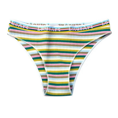 Női pamut bugyi Színes csíkos női bugyi Kényelmes légáteresztő szexi alsónadrág Elegáns bikini bugyi