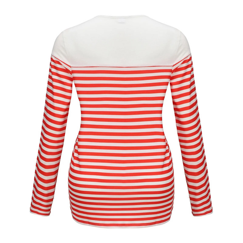 Új szoptatós ruhák őszi női kismama hosszú ujjú csíkos felsők szoptatós póló Premama alkalmi ruhák anyáknak