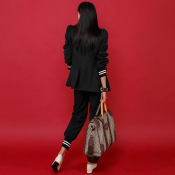Пролетен дамски блейзър 2023 г. Костюм с дълги ръкави, тънък блейзър, палто + дълъг комплект панталони Модни офис дамски работни екипи Ансамбъл