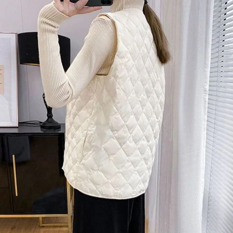2023. aasta sügistalvine puuvillane vest naiste avara V-kaelusega, soe, kerge ja õhuke mantel naiste varrukateta vest jakk Naiste topid
