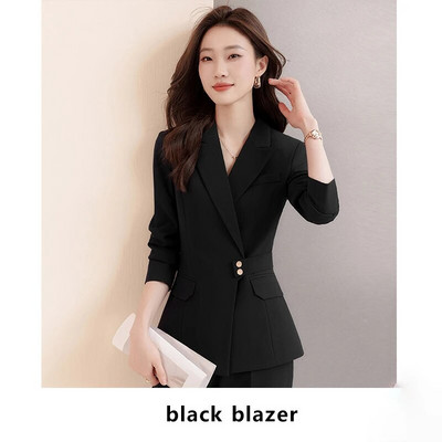Yitimuceng Formalni odijela s hlačama Dvodijelni set Ženska jesen 2023. Nova uredska moda Ženski sakoi s otvorenim ovratnikom Jednobojne hlače