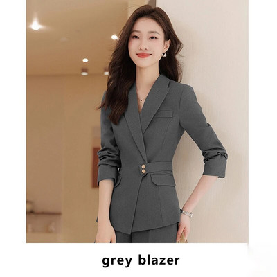 Yitimuceng Formalni odijela s hlačama Dvodijelni set Ženska jesen 2023. Nova uredska moda Ženski sakoi s otvorenim ovratnikom Jednobojne hlače