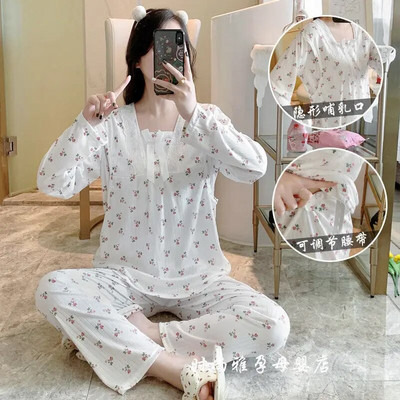 Komplet pidžama za trudnice, proljeće i jesen, kućna odjeća za dojenje Tanke ljetne pidžame, komplet odjeće za žene nakon poroda, za dojenje, zima