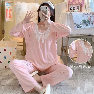 Komplet pidžama za trudnice, proljeće i jesen, kućna odjeća za dojenje Tanke ljetne pidžame, komplet odjeće za žene nakon poroda, za dojenje, zima