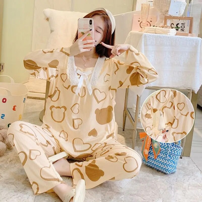 Komplet pidžama za trudnice, proljeće i jesen, kućna odjeća za dojenje Tanke ljetne pidžame, komplet odjeće za žene nakon poroda, za dojenje, zima