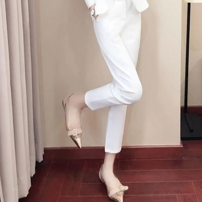 Bijela jakna Dvodijelni kompleti za žene Formalni ženski sako i hlače Komplet odijela Elegantna 2 komada uredske odjeće Jesenska odjeća