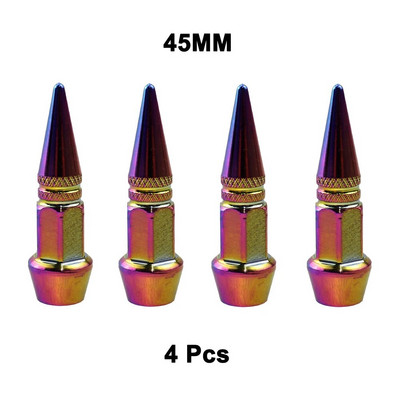 4vnt universalus aliuminio automobilių modeliavimo tuningas automobilių padangų vožtuvo koto dangtelis smaigalio formos metalinis dulkių dangtelis dviračio motociklui