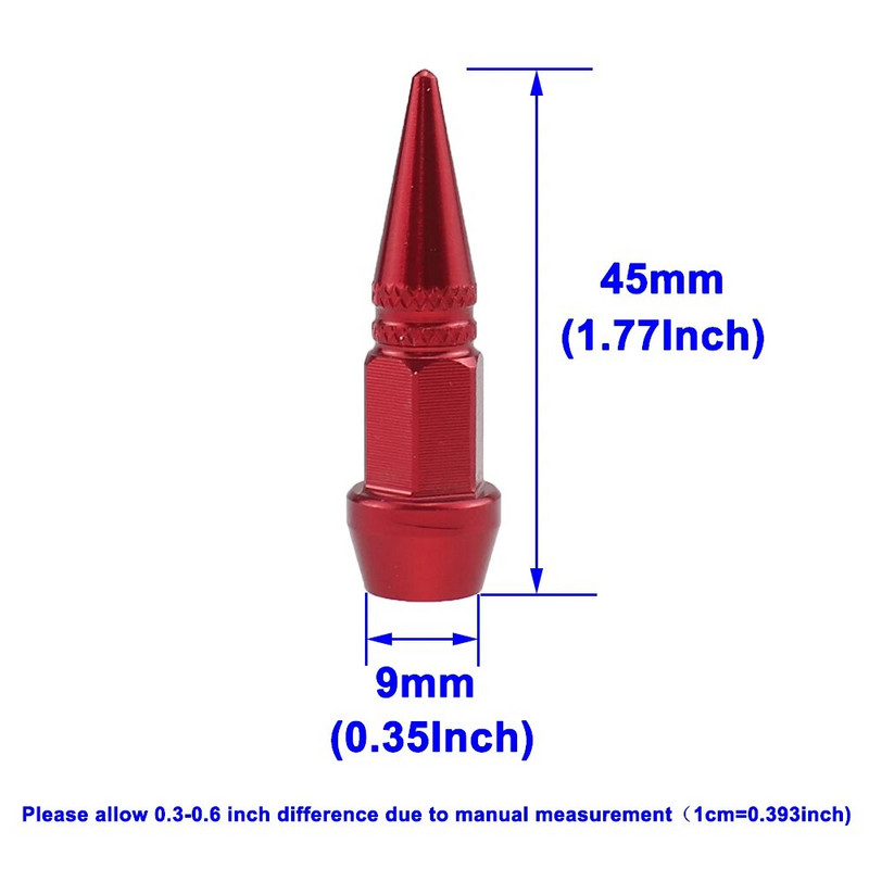 4vnt universalus aliuminio automobilių modeliavimo tuningas automobilių padangų vožtuvo koto dangtelis smaigalio formos metalinis dulkių dangtelis dviračio motociklui