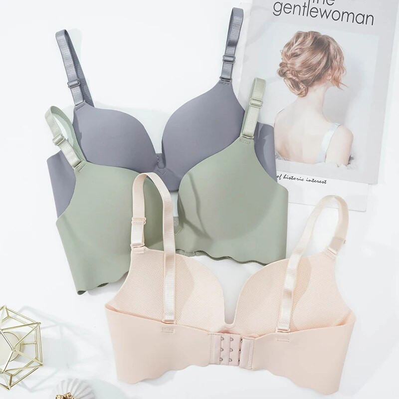 Slaugos liemenėlės Moterų kietas Push Up apatinis trikotažas Sexy Wire Free Bralette Moteriškas Intymus Patogus Liemenėlės Prancūziški madingi apatiniai viršutiniai drabužiai