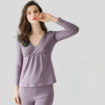 Удобни дневни облекла за кърмачки Пижами за есен/зима за бременни Облекло за кърмене, жени след раждане, долна риза Хол за сън