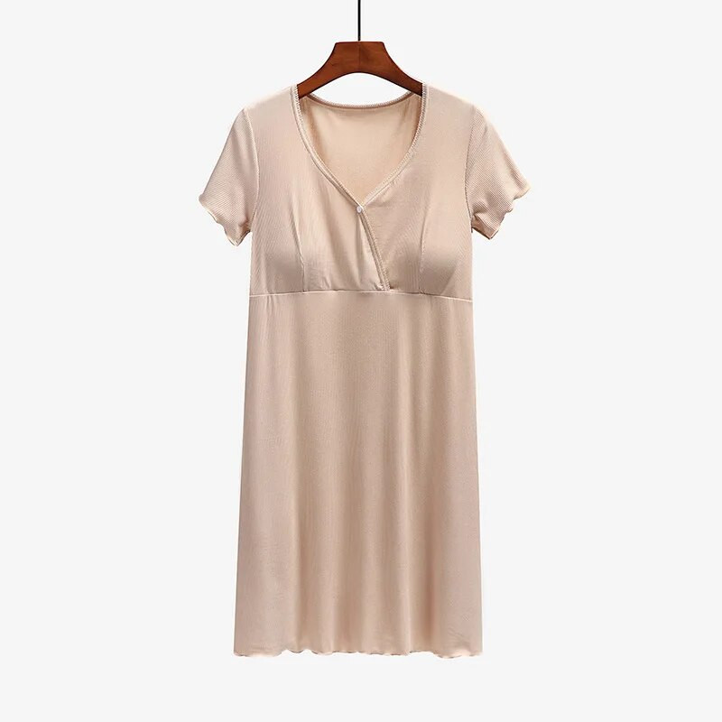 Fdfklak su krūtinės ląstele žindymo naktiniai marškinėliai nėščiai moteriai Vasaros trumpomis rankovėmis Nėščioms Nėštumo ir žindymo naktinukai