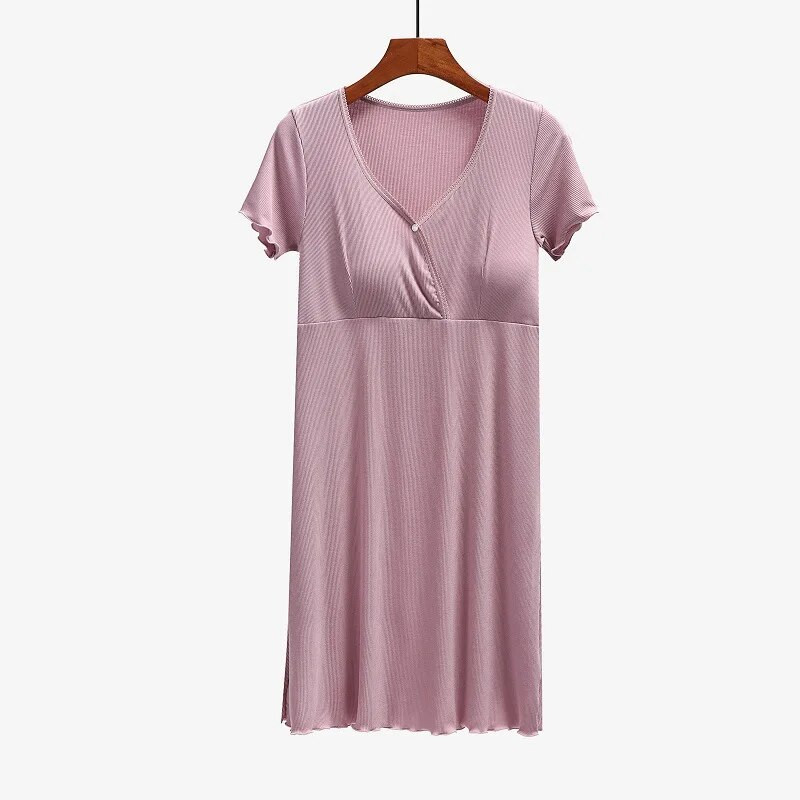 Fdfklak su krūtinės ląstele žindymo naktiniai marškinėliai nėščiai moteriai Vasaros trumpomis rankovėmis Nėščioms Nėštumo ir žindymo naktinukai