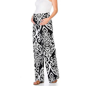 2023 Нови дамски панталони за бременни Панталони за бременни жени Прави свободни панталони с леопардов принт Бременни широки панталони