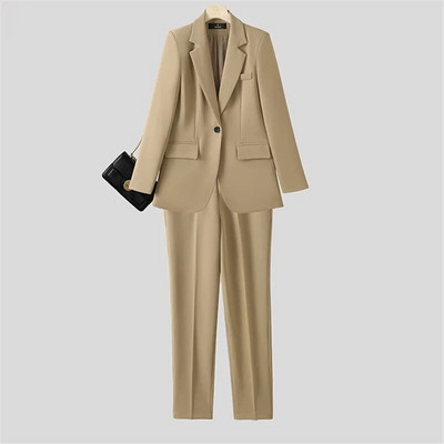 Yitimuceng női irodai női nadrág öltönyök irodai női tömör, egysoros karcsú blézer magas derekú öltönyök nadrág 2 részes szett