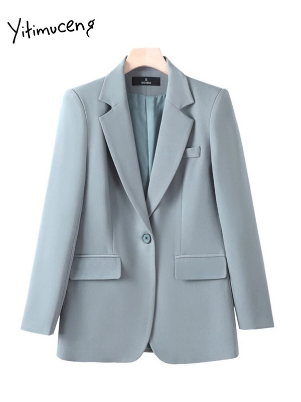 Yitimuceng női irodai női nadrág öltönyök irodai női tömör, egysoros karcsú blézer magas derekú öltönyök nadrág 2 részes szett