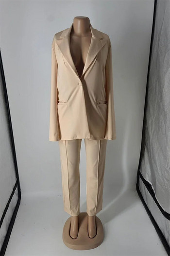 Κομψό σετ δύο τεμαχίων για γυναικεία μπλέιζερ παλτό και παντελόνι γραφείου Γυναικείο επαγγελματικό κοστούμι ασορτί Σετ