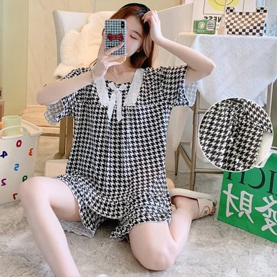 Vasaros pižamos rinkinys Motinystės miego poilsio kambarys Kasdienis žindymo pižamų rinkinys trumpomis rankovėmis namų drabužiai, skirti slaugyti po gimdymo