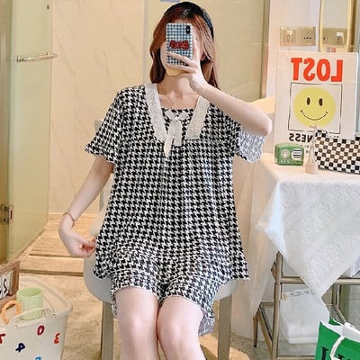 Vasaros pižamos rinkinys Motinystės miego poilsio kambarys Kasdienis žindymo pižamų rinkinys trumpomis rankovėmis namų drabužiai, skirti slaugyti po gimdymo