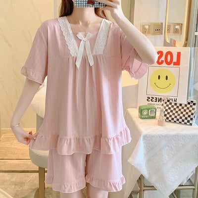 Vasaros pižamos rinkinys Motinystės miego poilsio kambarys Kasdienis žindymo pižamų rinkinys trumpomis rankovėmis namų drabužiai, skirti slaugyti po gimdymo