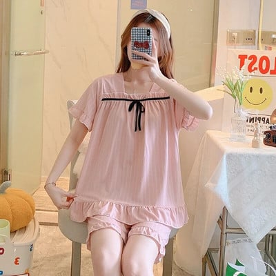 Vasaros pižamos rinkinys Motinystės miego poilsio kambarys Kasdienis žindymo pižamų rinkinys trumpomis rankovėmis namų drabužiai, skirti slaugyti po gimdymo