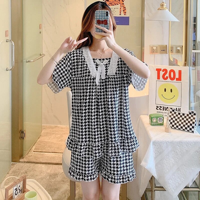 Vasaros pižamos rinkinys Motinystės miego poilsio kambarys Kasdienis žindymo pižamų rinkinys trumpomis rankovėmis namų drabužiai, skirti slaugyti po gimdymo