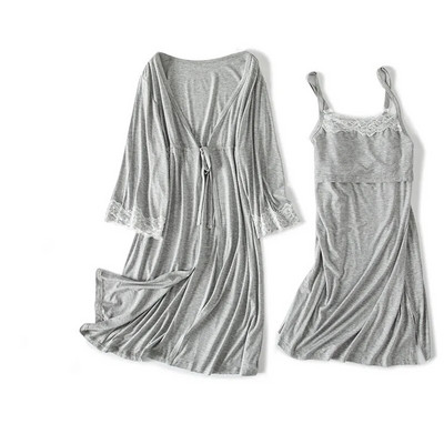 2db/Szett Terhes pizsama Hálóruha Szoptató Terhes Nő Heveder Szoptatás Hálóing Kismama ruha+köntös Szülés