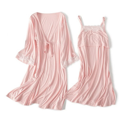 2db/Szett Terhes pizsama Hálóruha Szoptató Terhes Nő Heveder Szoptatás Hálóing Kismama ruha+köntös Szülés