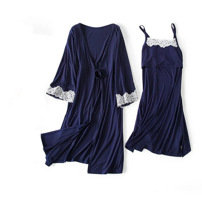 2db/Szett Terhes pizsama Hálóruha Szoptató Terhes Nő Heveder Szoptatás Hálóing Kismama ruha+köntös Szülés