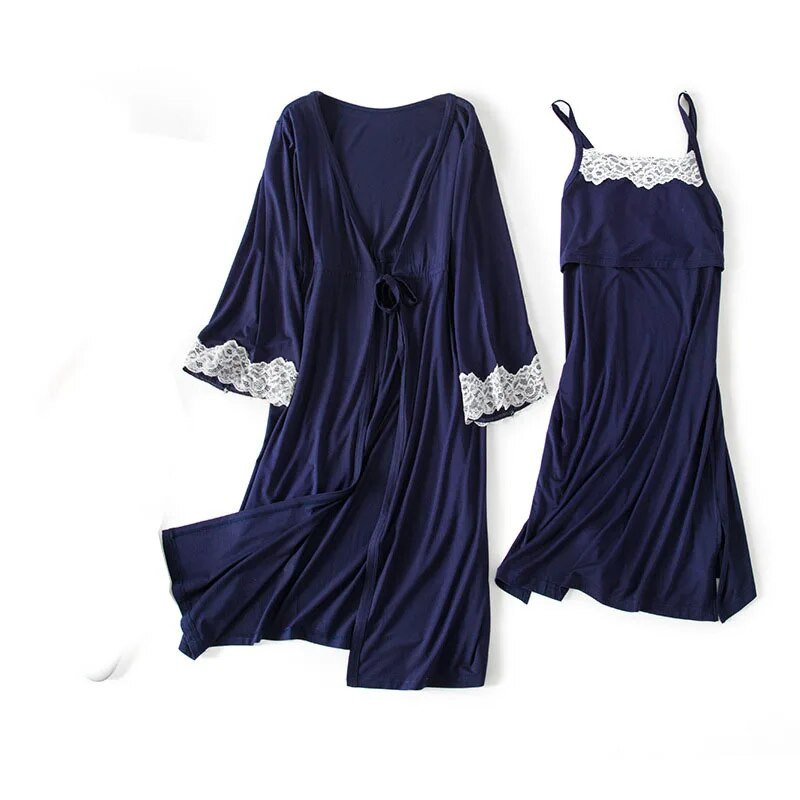 2db/Szett Terhes pizsama Hálóruha Szoptató Terhes Nő Heveder Szoptatás Hálóing Kismama ruha+köntös Szülés