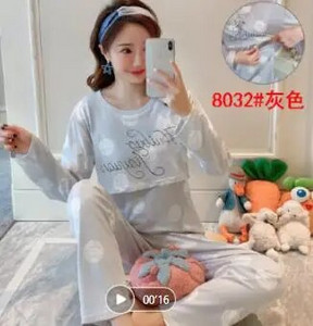 Naktiniai slauga Naktiniai pavasariniai rudeniniai ilgomis rankovėmis Namų apranga žindymo laikotarpiu Nėštumo moterims Pižamos rinkiniai Miego drabužiai D0072