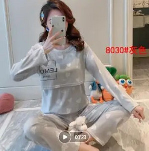 Naktiniai slauga Naktiniai pavasariniai rudeniniai ilgomis rankovėmis Namų apranga žindymo laikotarpiu Nėštumo moterims Pižamos rinkiniai Miego drabužiai D0072